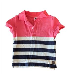 Janie and Jack knit polo pink navy and white striped